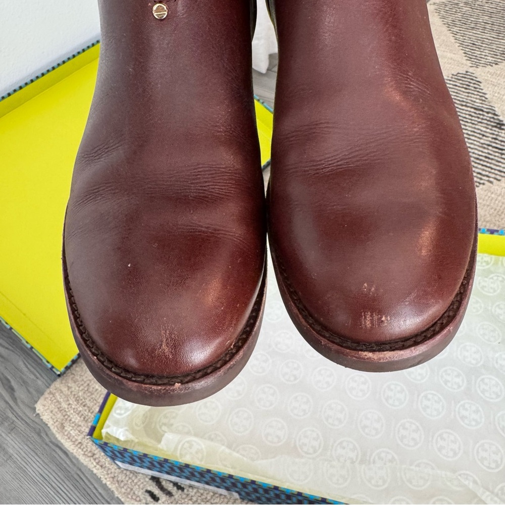 Tory Burch Chestnut Leather Knee-High Boots - Picture 9 of 16